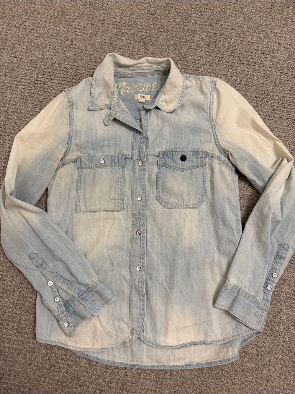 Madewell Faded Light Blue Denim Button-Down Shirt